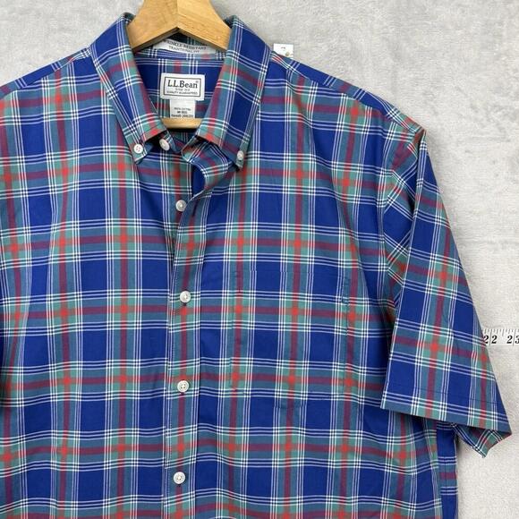 L.L. Bean Wrinkle Resistant Plaid Shirt Men Size M Traditional Fit 100% Cotton - Picture 1 of 9